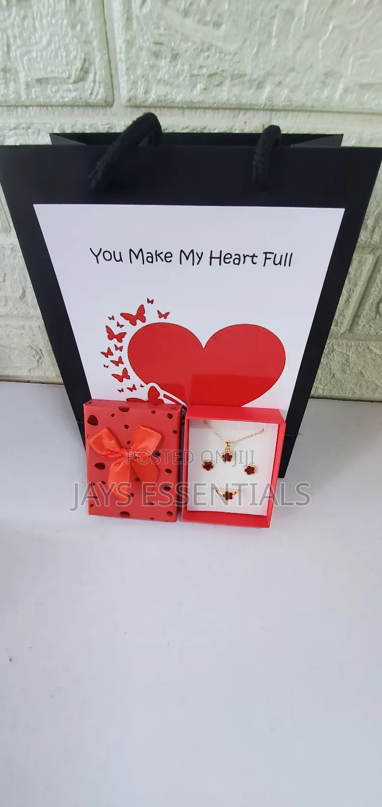 Chic Valentines Gift Set- Jewelry Set,Silk Scarf,Card and Bag