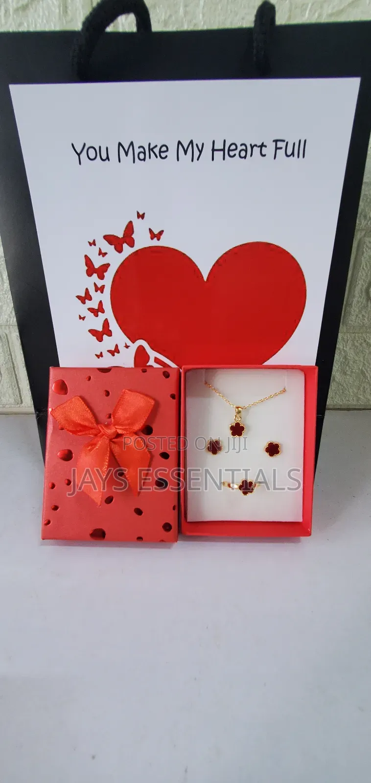 Chic Valentines Gift Set- Jewelry Set,Silk Scarf,Card and Bag