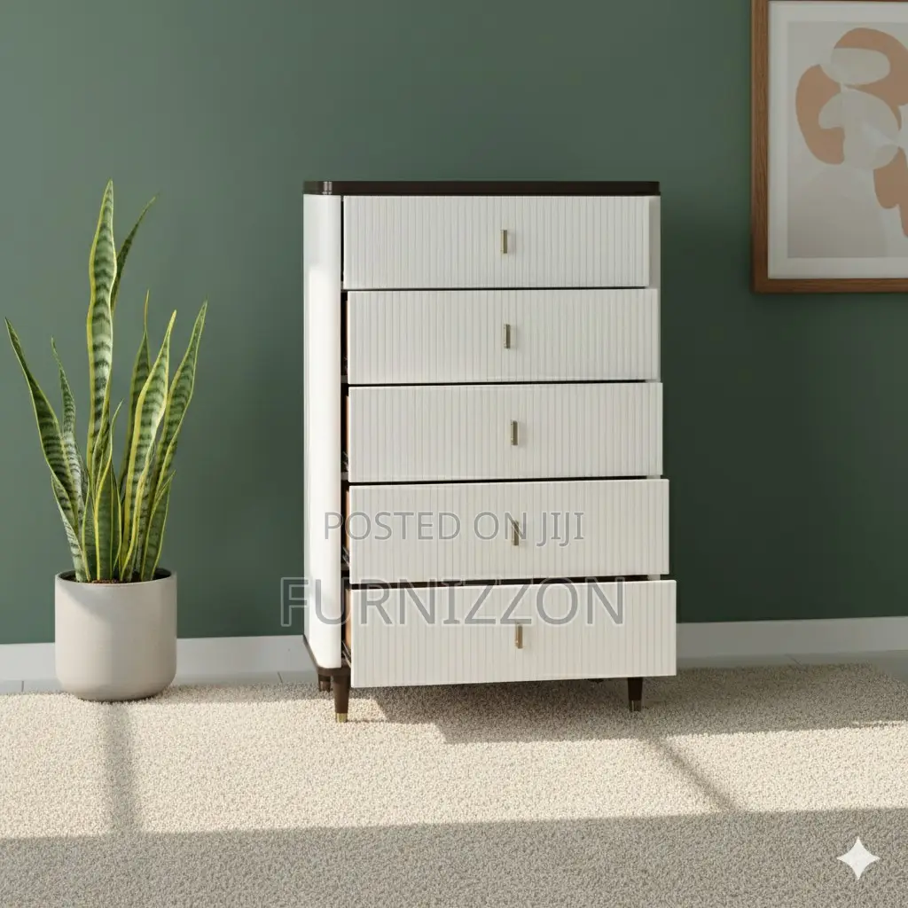 Modern Wooden 5 Drawer Chest for Home and Apartment