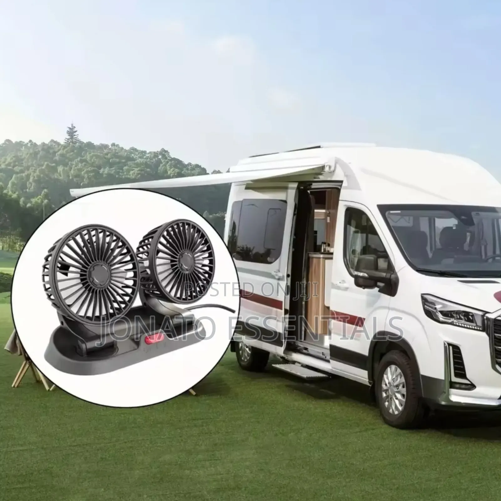 Dual Head 360° Car Fan 12v/24v - Powerful Cooling Nairobi