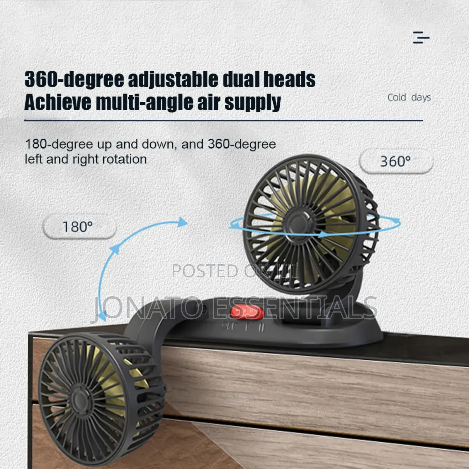 Dual Head 360° Car Fan 12v/24v - Powerful Cooling Nairobi