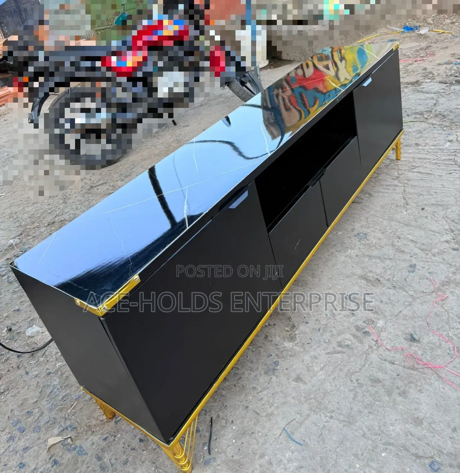 6fts Tv Stand With Marble Effect Top Design With Drawers/ Shelf