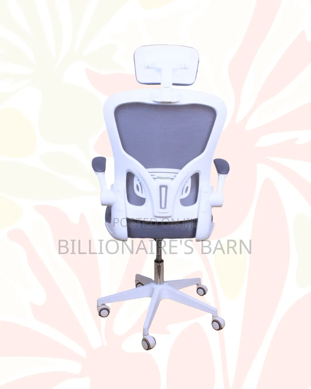 White Office Chair With Flip-Up Arms • Space-Saving Fit