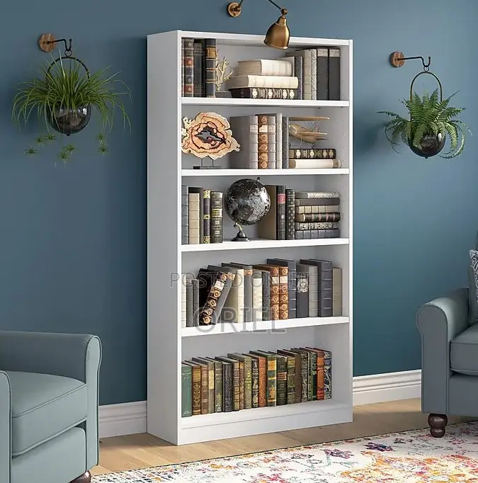 Cabinets; Commercial-Grade 5-Tier Wooden Bookcase