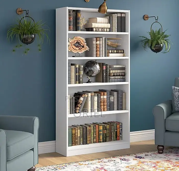 Cabinets; Commercial-Grade 5-Tier Wooden Bookcase