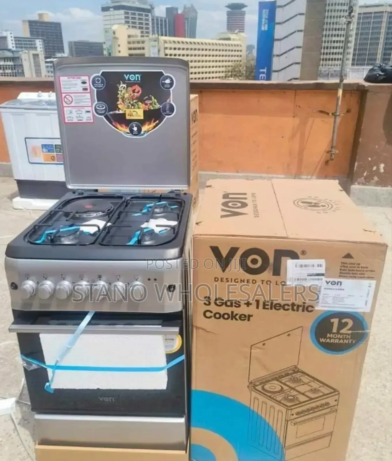 Auto Ignition Von 58 by 58 3+1 Standing Cooker