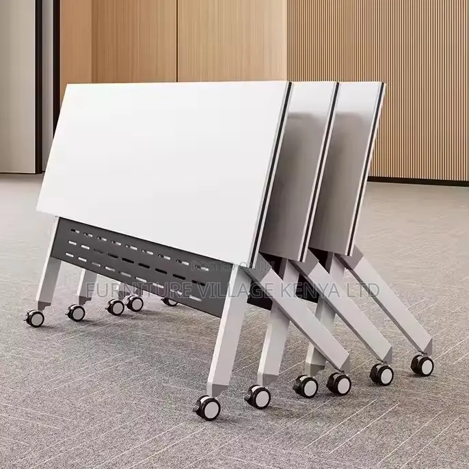 Foldable Table: White Movable Boardroom Table