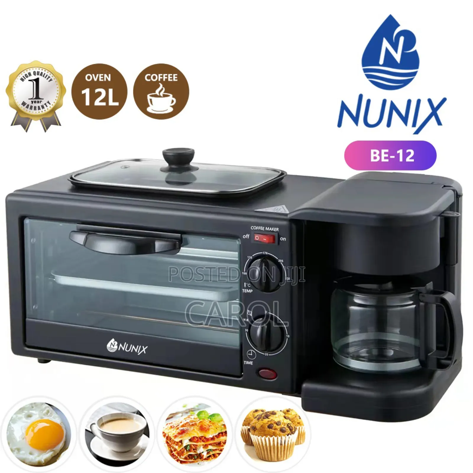 Nunix 3 in 1 Breakfast Maker; Toaster,Oven, Coffee Maker Available