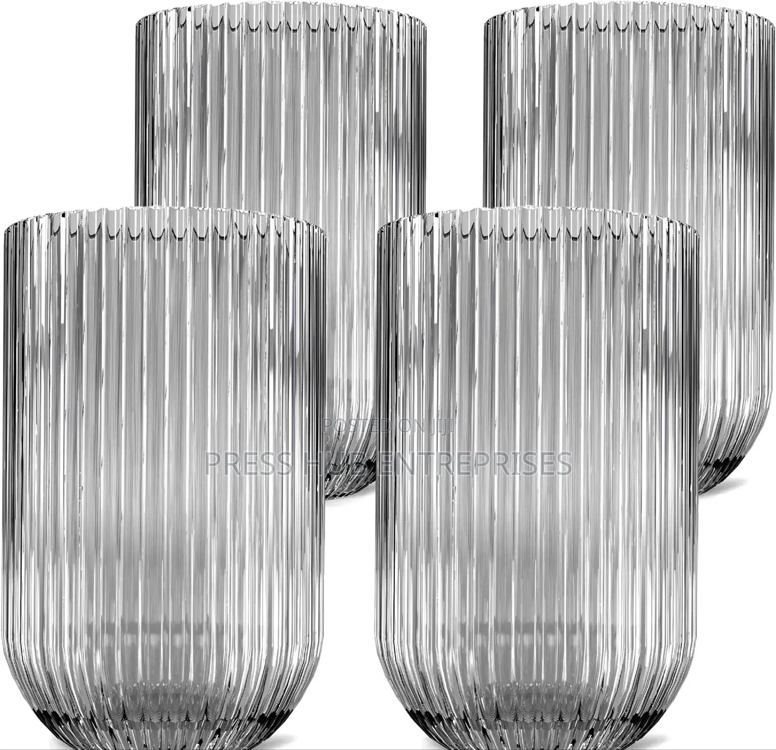 Set of 6 Ribbed or Fluted Glass Tumblers,*