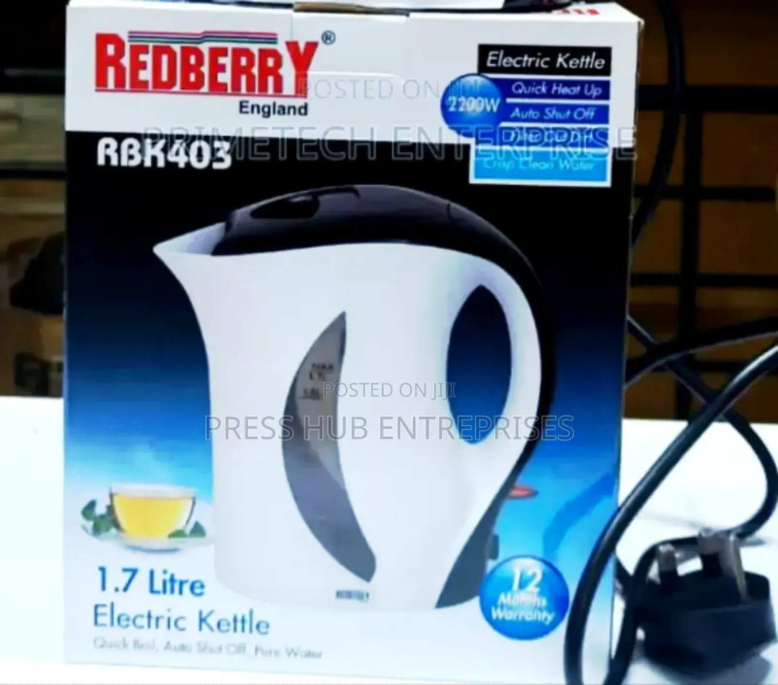 Redberry Rbk403 Electric Kettle. " '