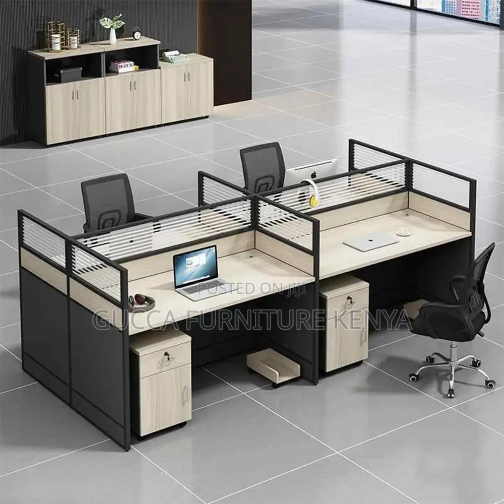 4-seater Brown Modular Office Workstation