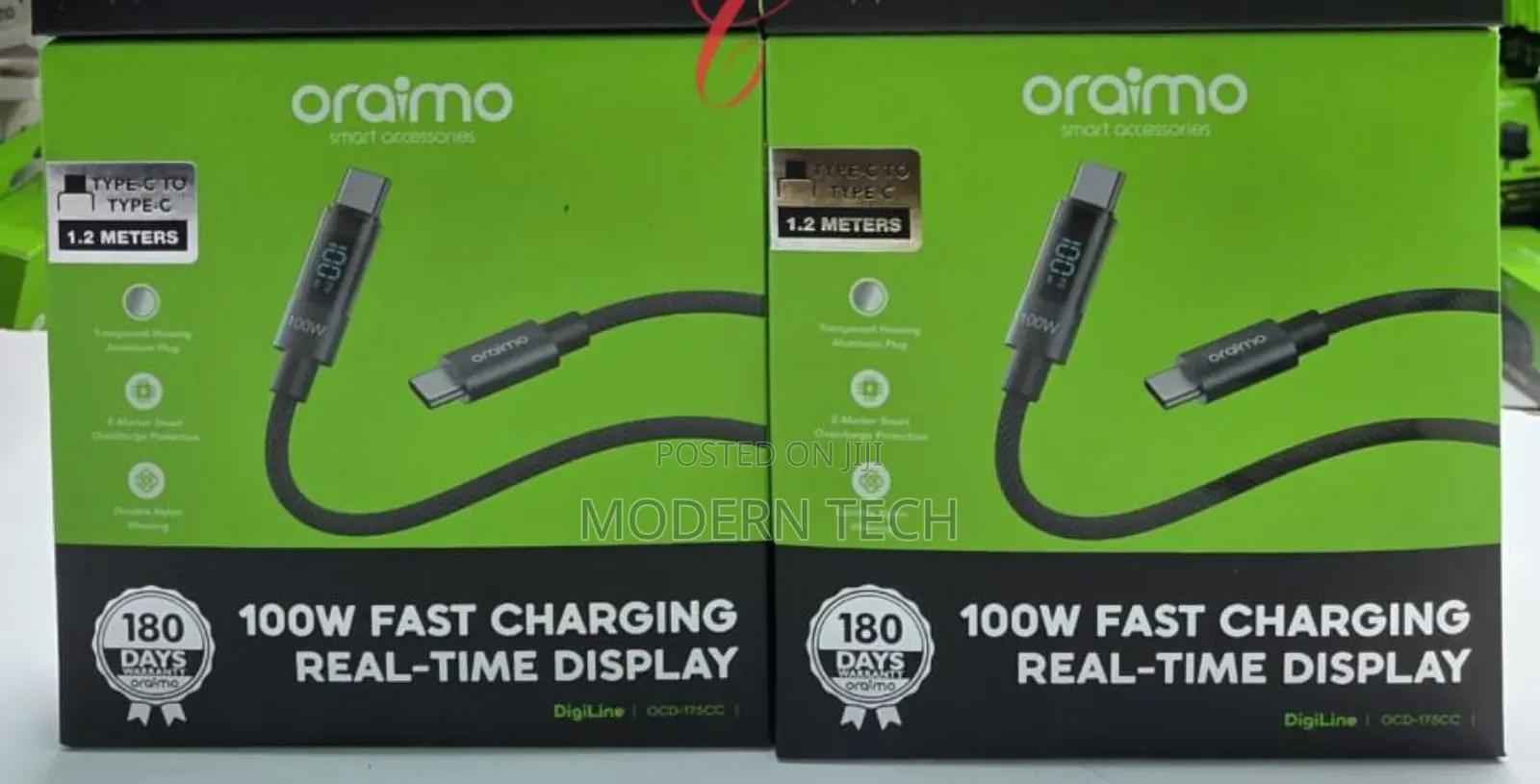 Oraimo Digiline 100w Type-C to Type-C Data Cable With Display