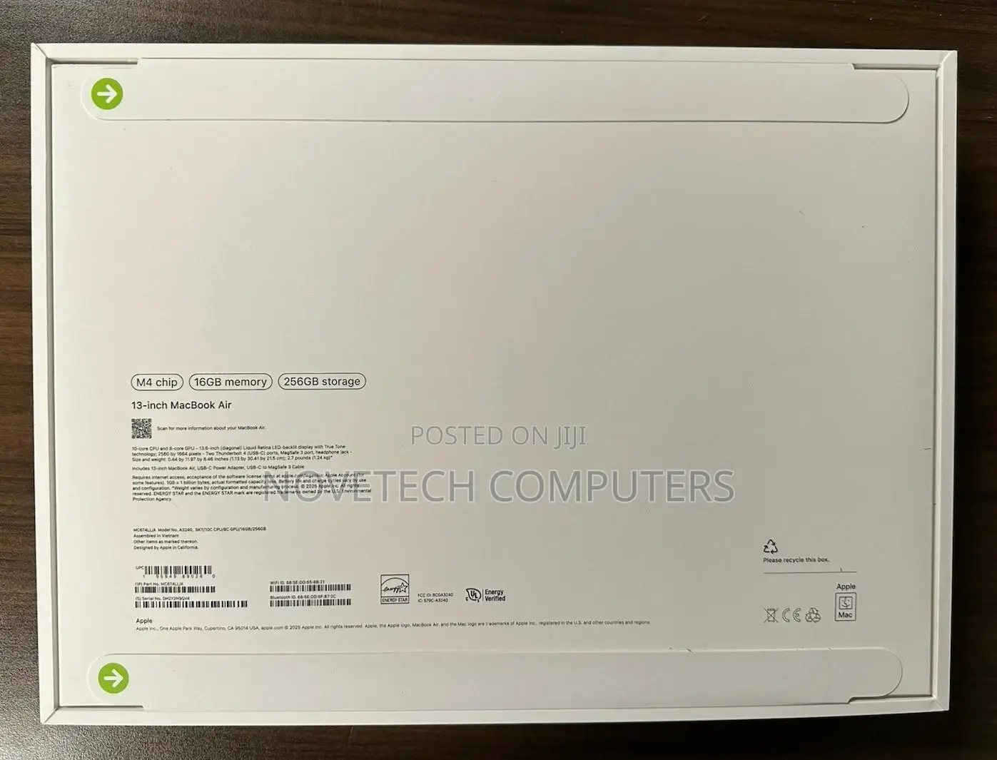 New Laptop Apple MacBook Air 2025 M4 13-inch 16GB Apple M4 SSD 256GB