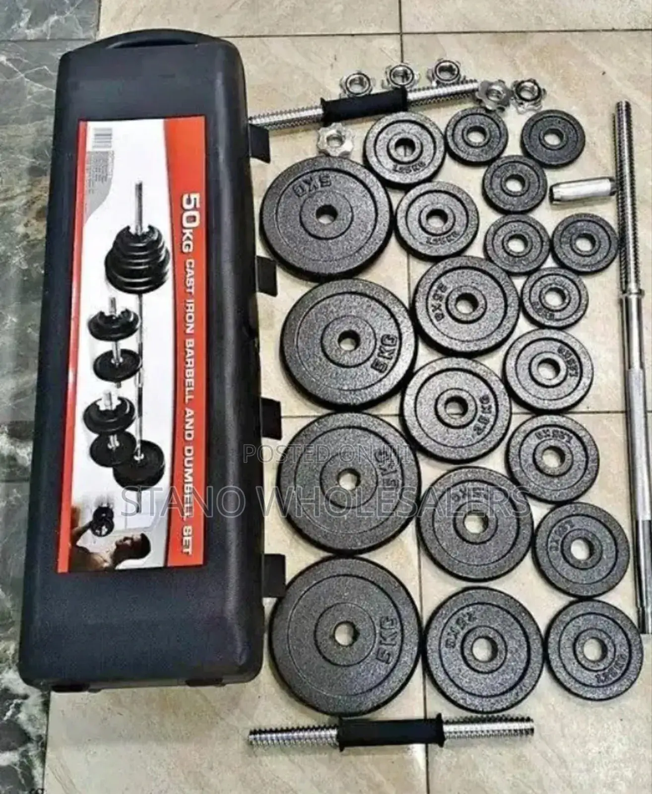Gym Set 50 KGS Chrome Black Dumbbells Gy21