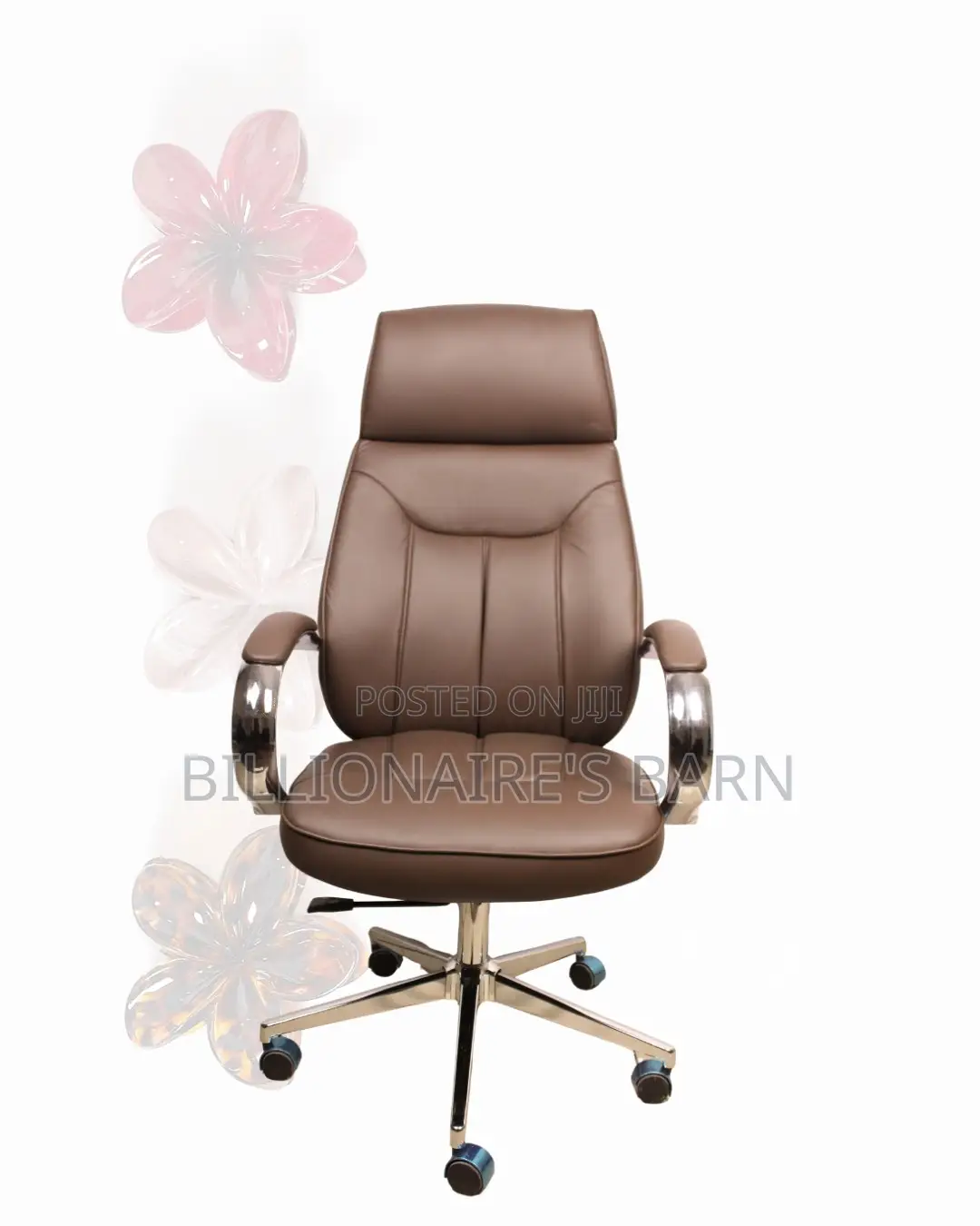 Brown Executive Office Chair | Boardroom-Ready Style | Chrome