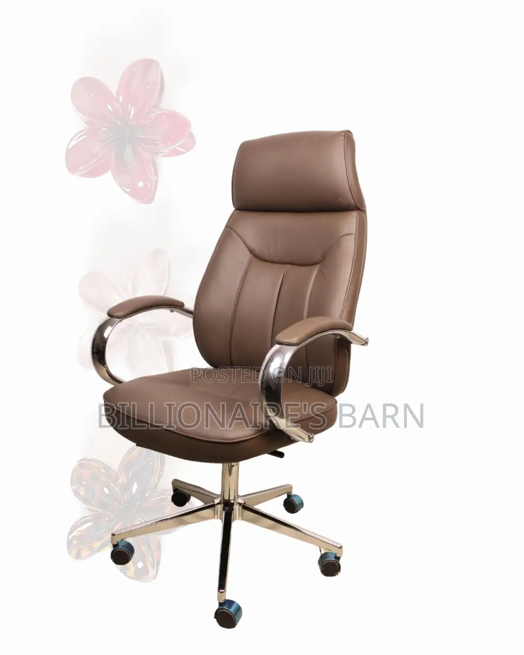 Brown Executive Office Chair | Boardroom-Ready Style | Chrome