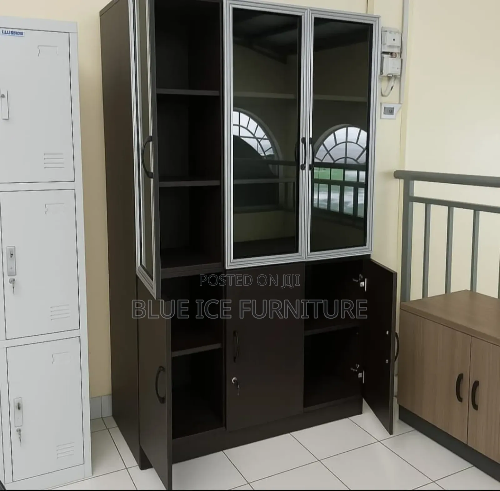 Glass Front 3 Door Filling Cabinet