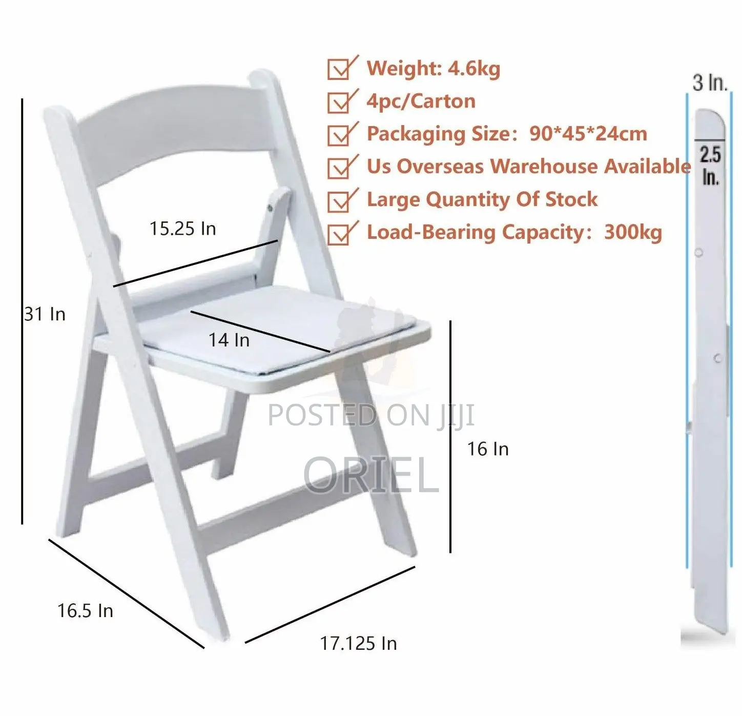 Events Foldable Chair; Lightweight Wedding Ceremony Folding Chair