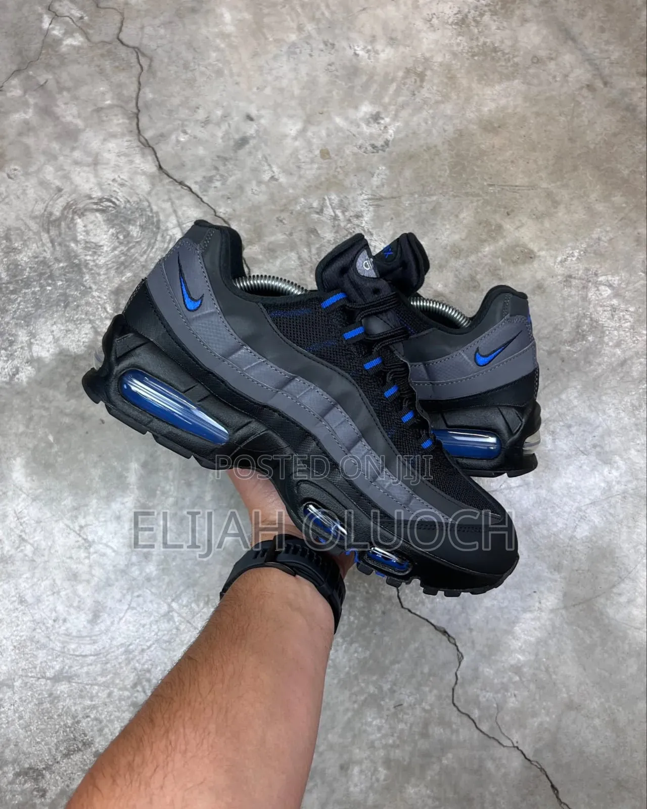 Nike Air Max 95 Shoes In The Black Grey Hyper Blue C