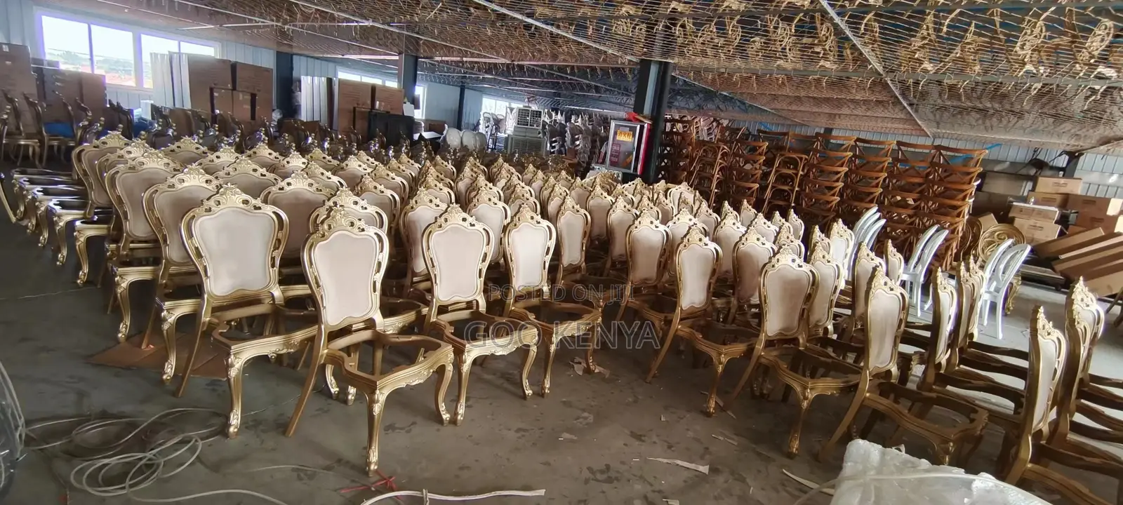 Home Chair; Fabric Wedding Chair With Gold Frame- Executive Design