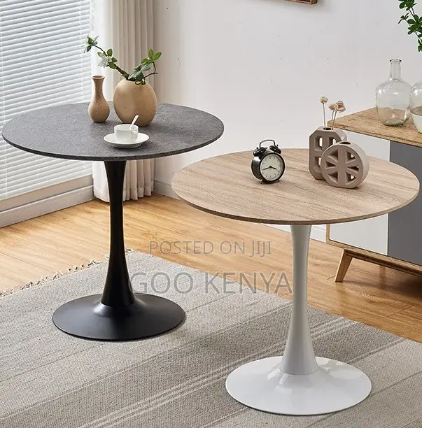 Home Table; Round Marble Coffee Table With Metallic Star Base