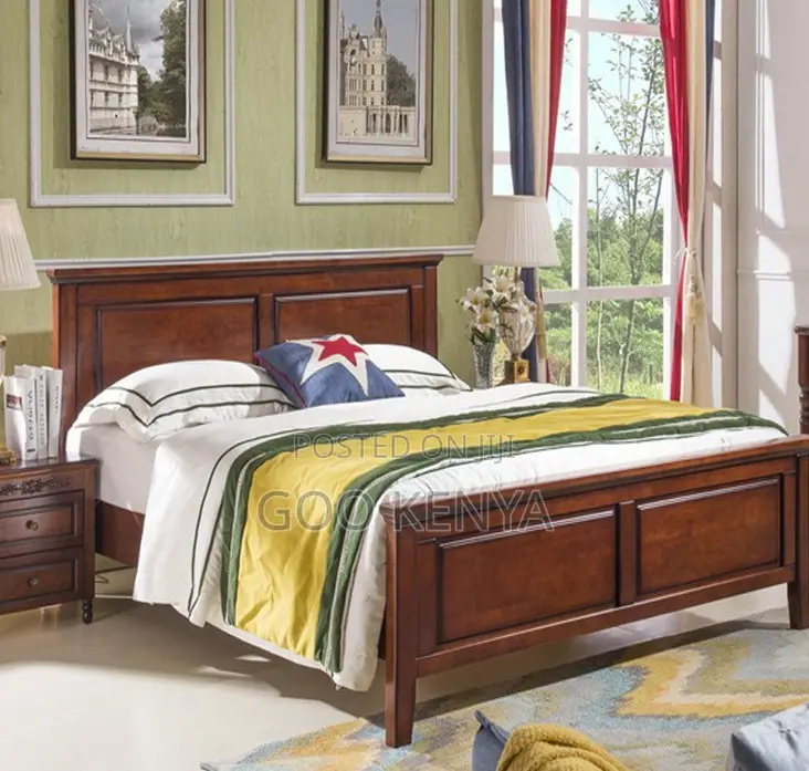 Home Bed; Mahogany Queen Size Bed Frame With Storage And Bedside