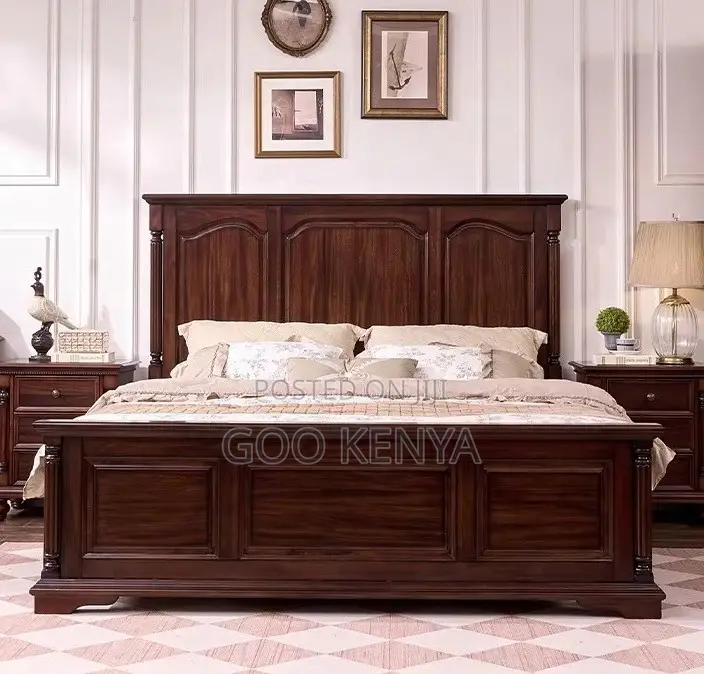 Home Bed; Mahogany Queen Size Bed Frame With Storage And Bedside