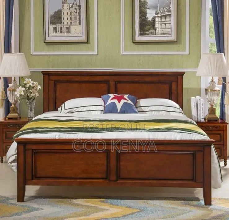 Home Bed; Mahogany Queen Size Bed Frame With Storage And Bedside