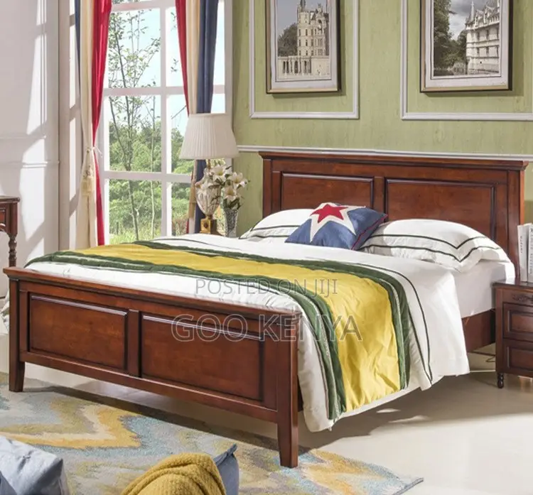 Home Bed; Mahogany Queen Size Bed Frame With Storage And Bedside