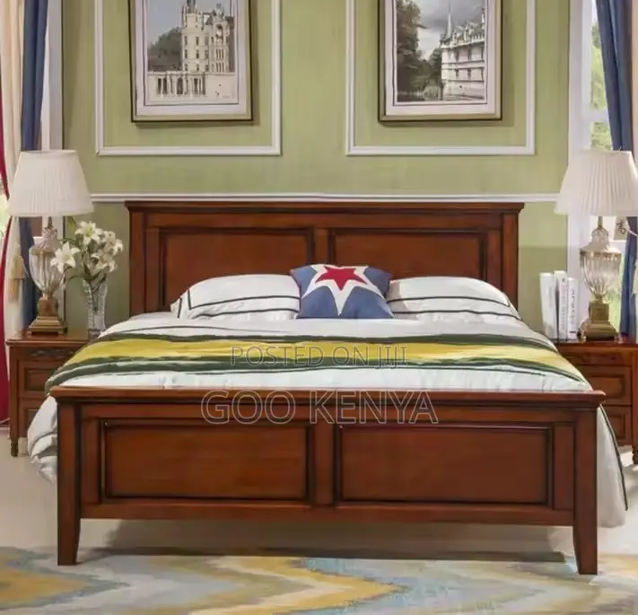 Home Bed; Mahogany Queen Size Bed Frame With Storage And Bedside