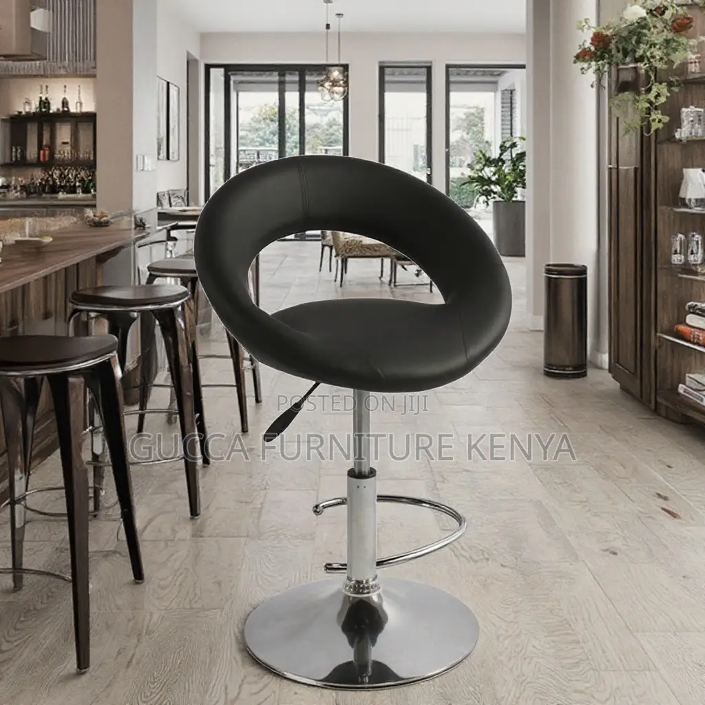 Round Leather Heigh Adjustable Counter Stool