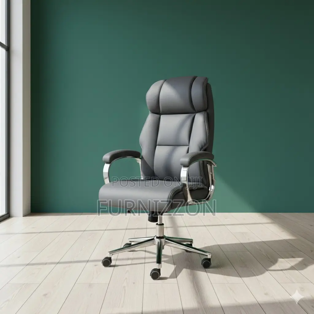 Stylish Gray PVC High Back Office Chair