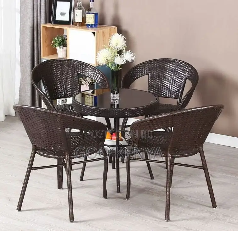Home Dining Set;Elegant 4-seater Rattan Dining Set For Outdoor Comfort