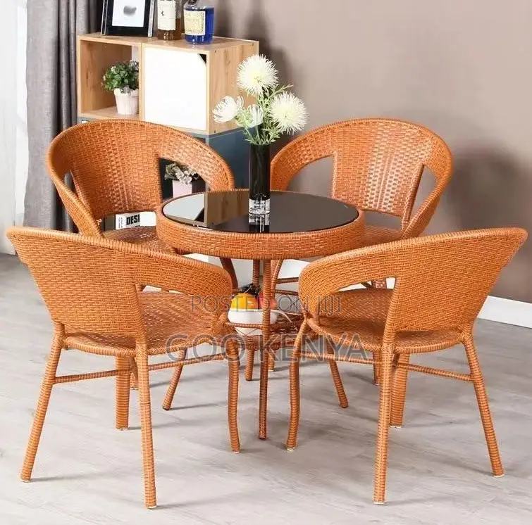 Home Dining Set;Elegant 4-seater Rattan Dining Set For Outdoor Comfort