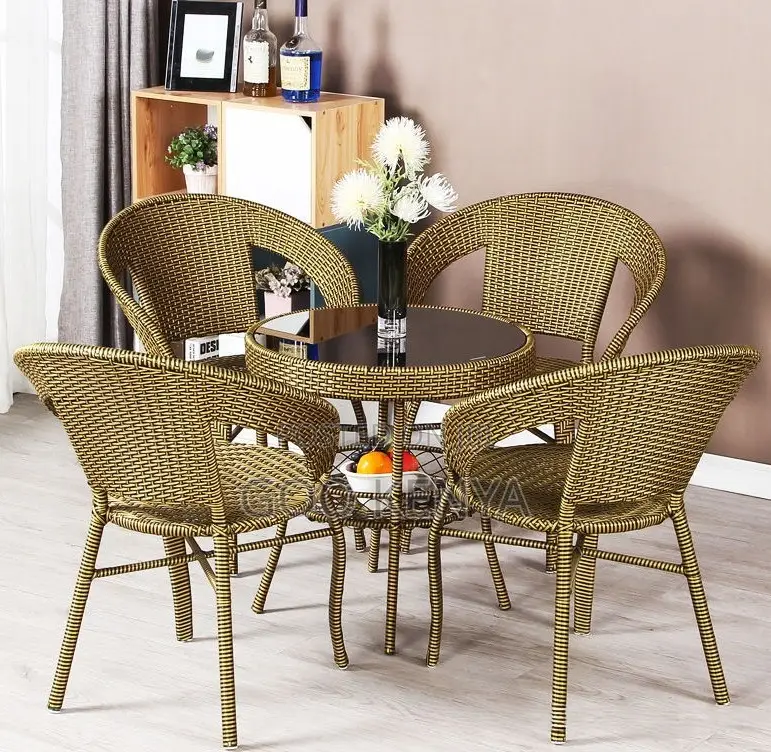 Home Dining Set;Elegant 4-seater Rattan Dining Set For Outdoor Comfort