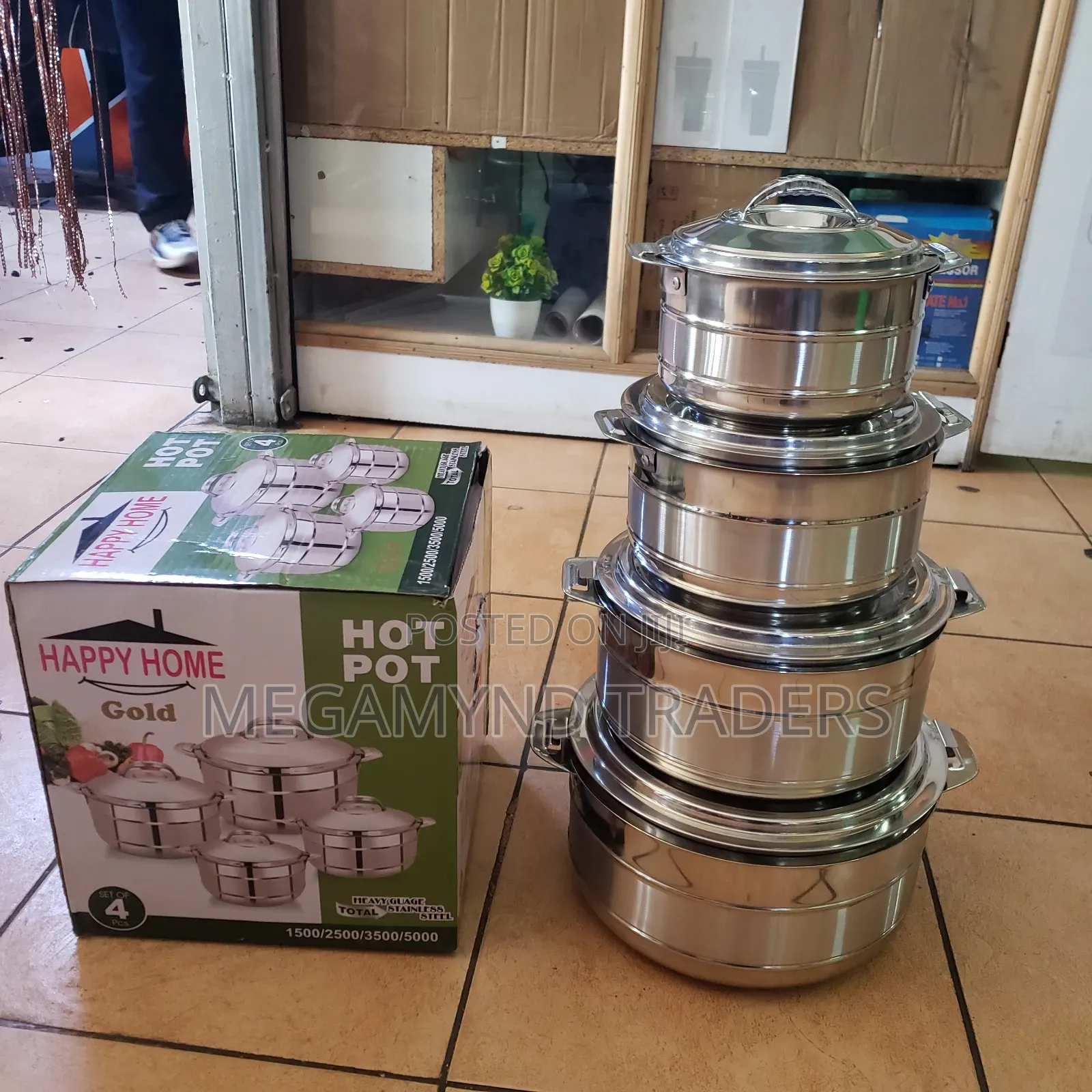 4pc Stainless Steel Hot Pot / 4pc Hot Pot Size 1500,2500,3500,5000ml