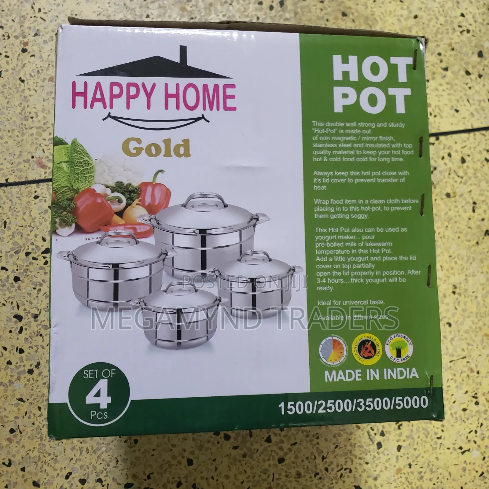 4pc Stainless Steel Hot Pot / 4pc Hot Pot Size 1500,2500,3500,5000ml