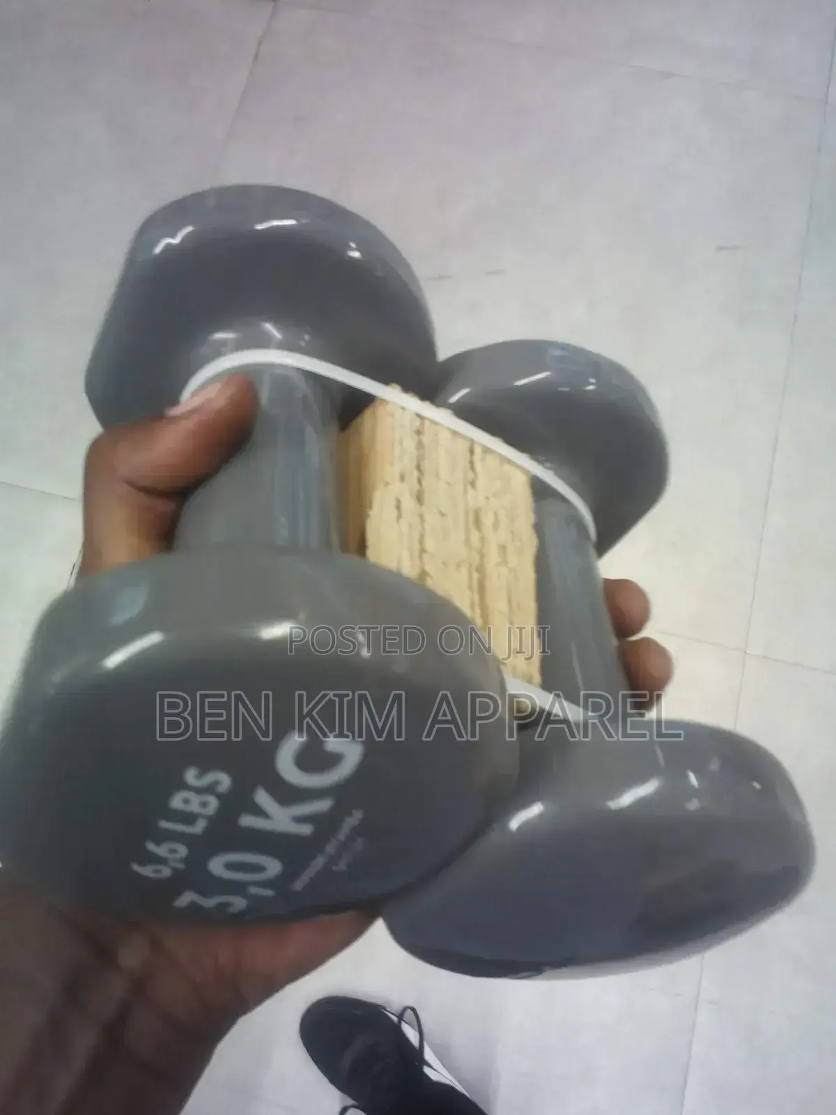Gloss Rubber Coated 3kg Dumbbells Recast Iron European High Quality