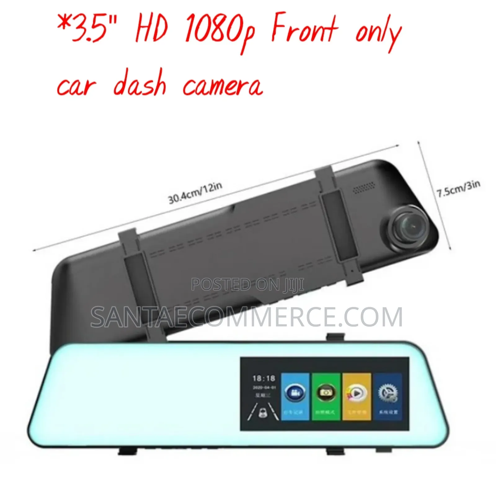 *3.5′′ Hd 1080p Front Only Car Dash Camera