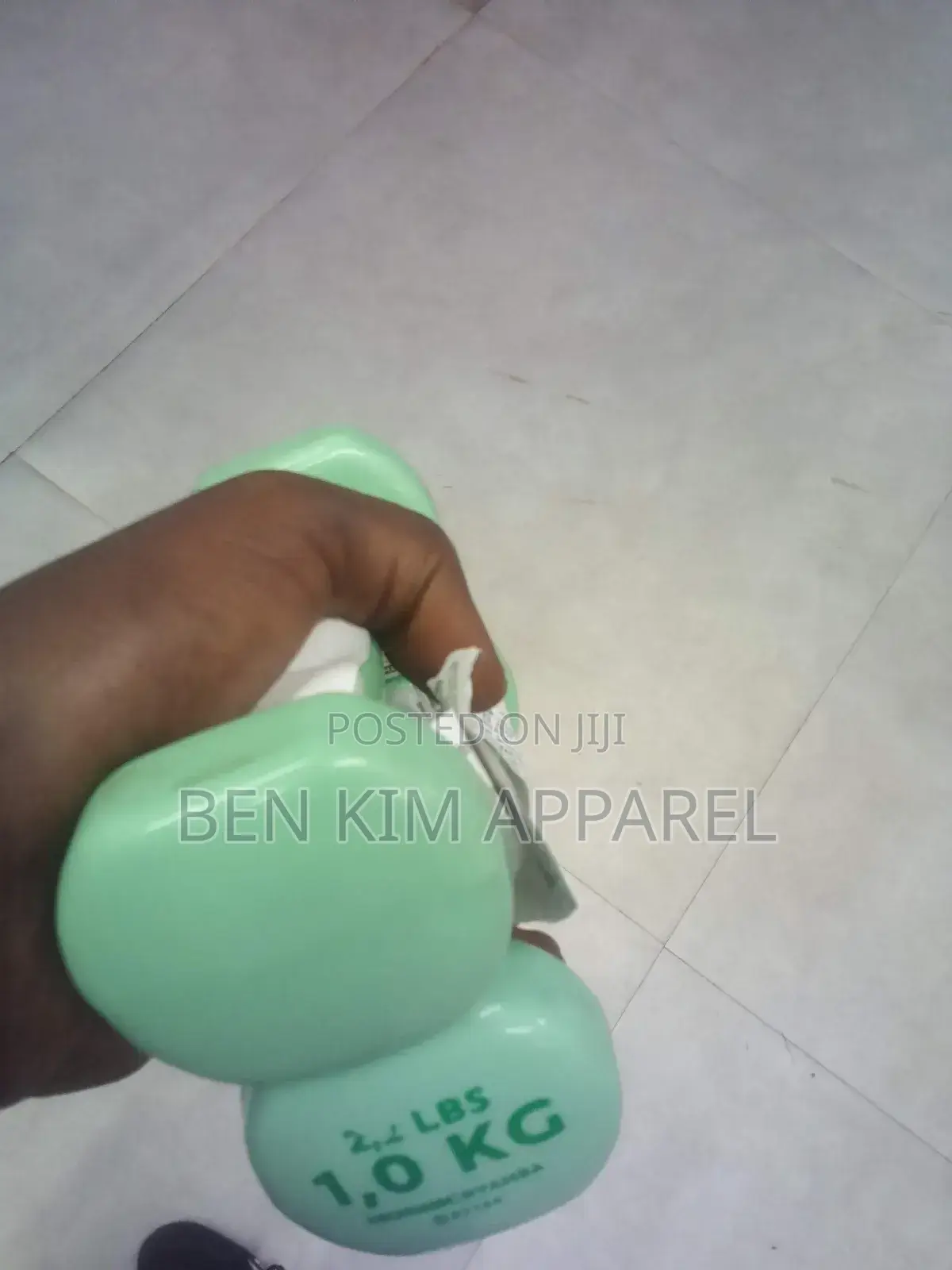 Light Green Gloss Rubber 1kg Dumbbell Set High Quality