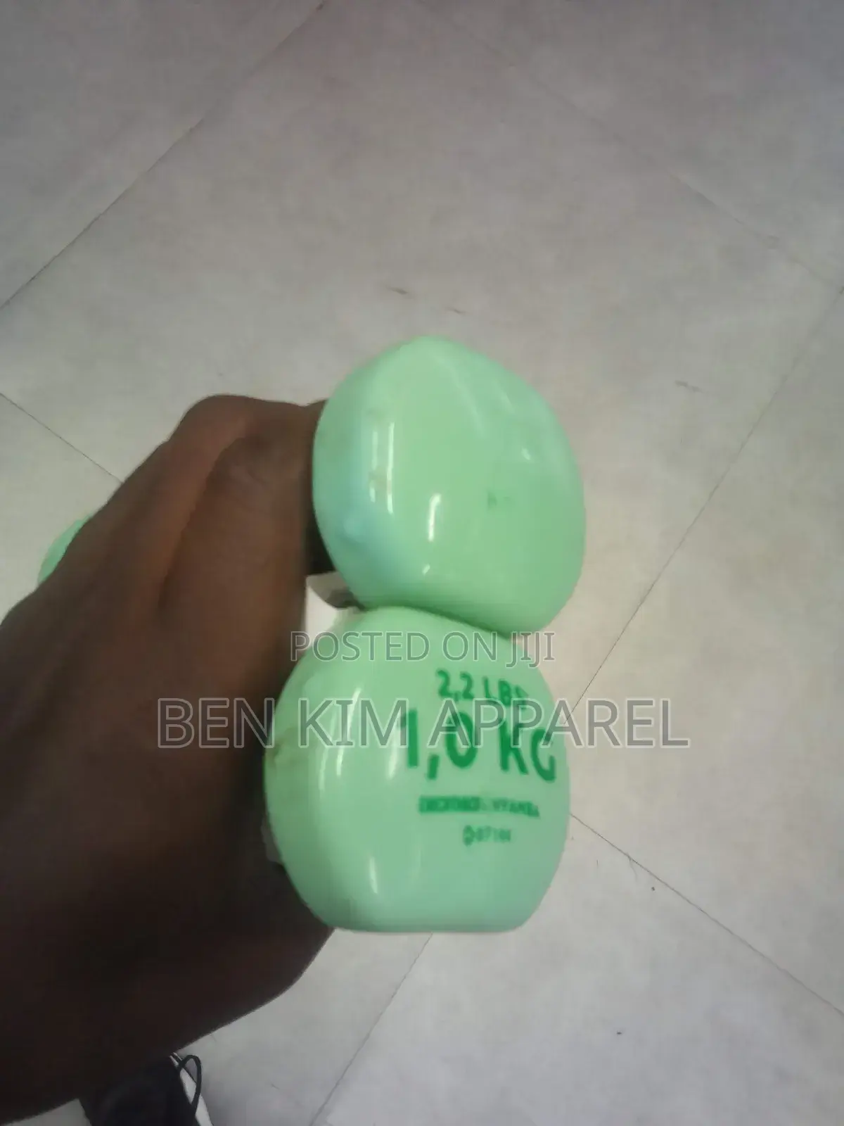 Light Green Gloss Rubber 1kg Dumbbell Set High Quality