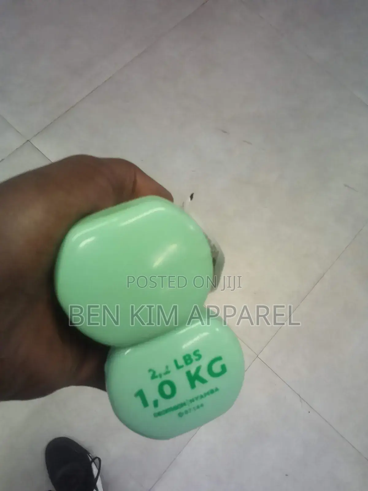 Light Green Gloss Rubber 1kg Dumbbell Set High Quality