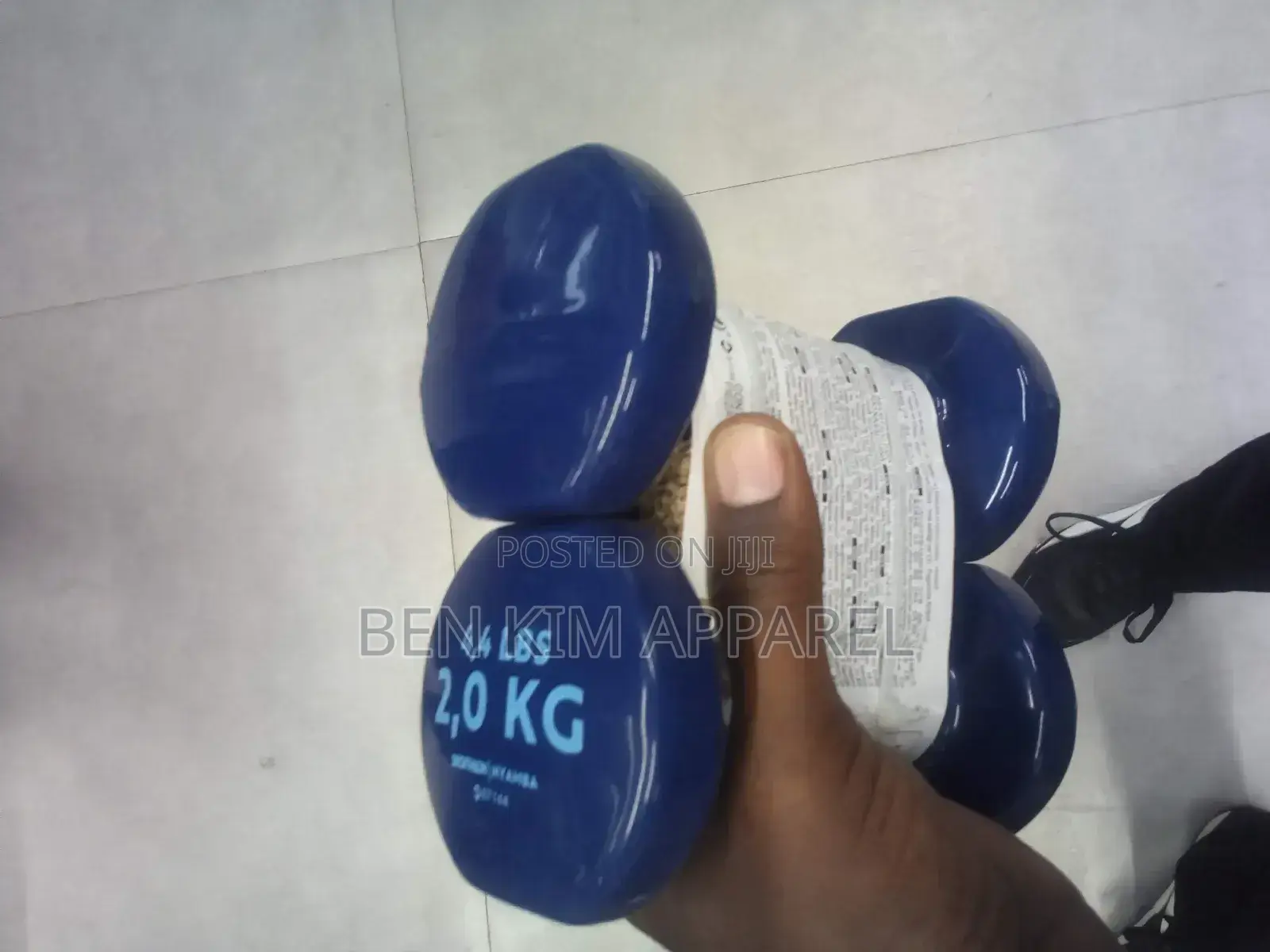 2kg Navy Blue Gloss Rubber Dumbbell Set European High Quality
