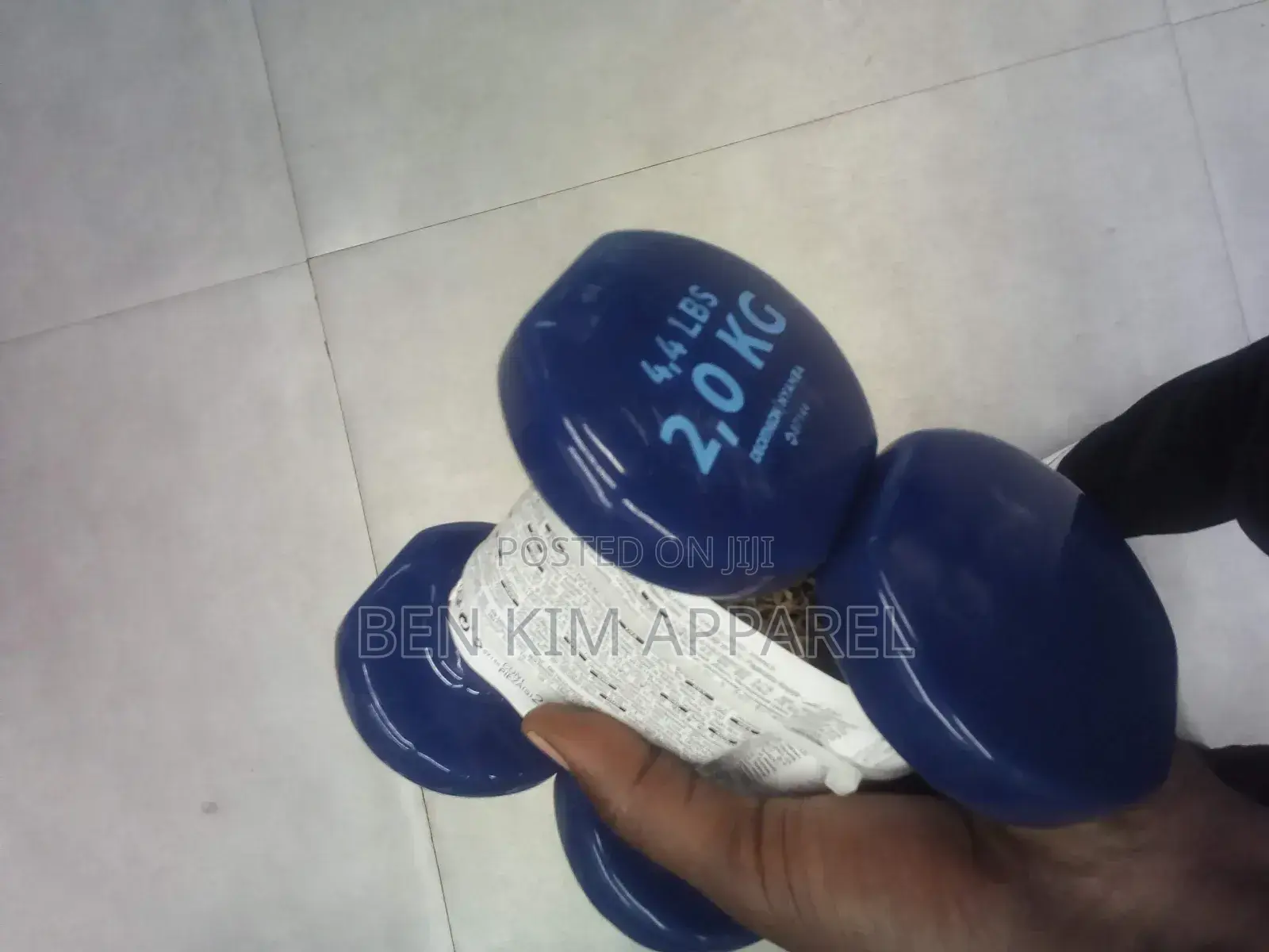 2kg Navy Blue Gloss Rubber Dumbbell Set European High Quality