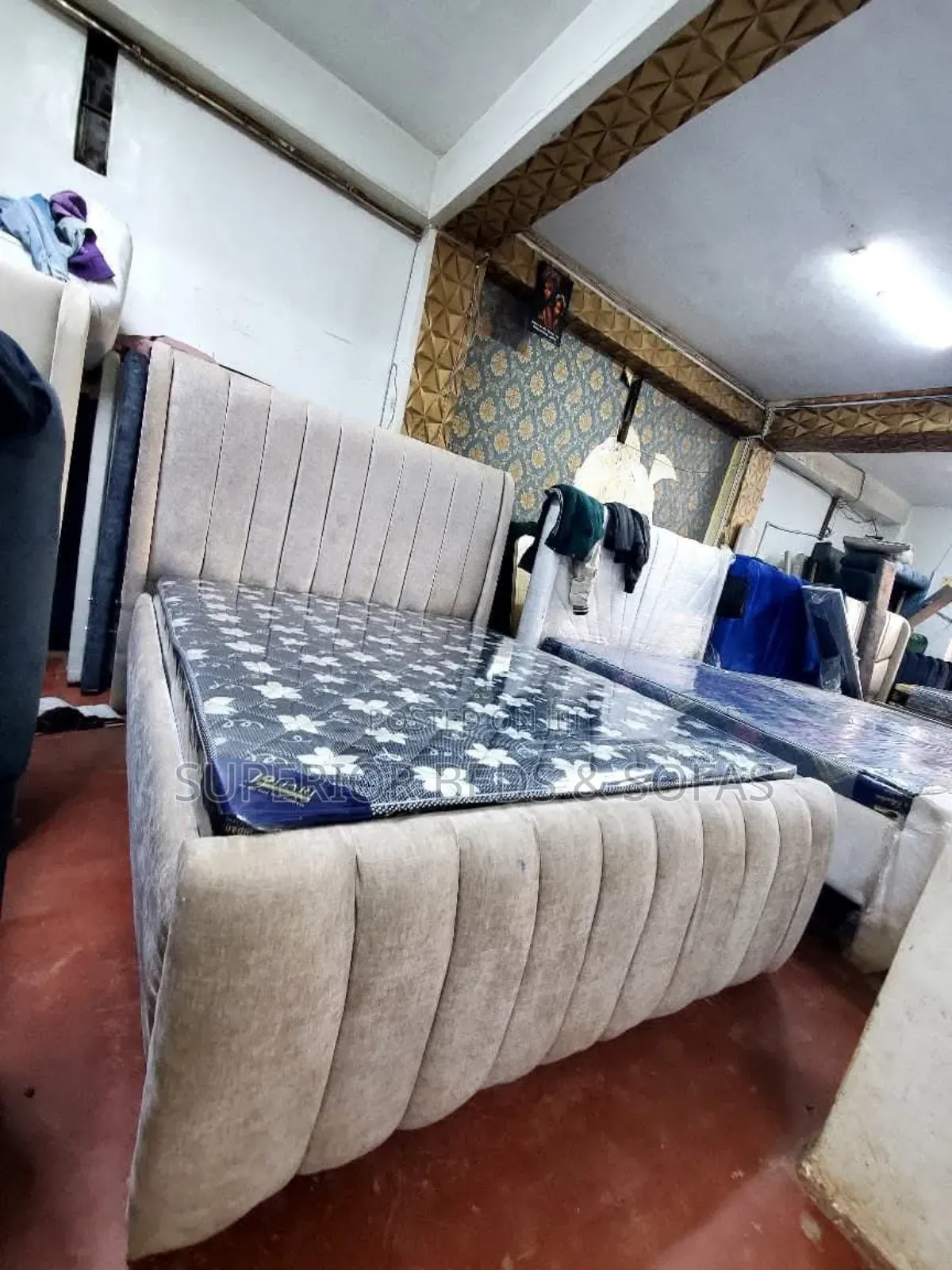 Beige Vertical Panel Bed Size 5 by 6
