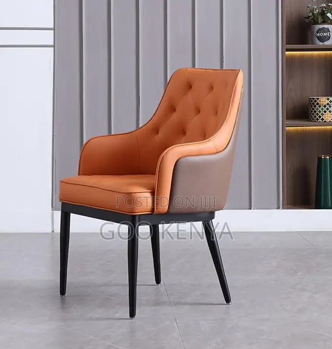 Home Chair; Leather Dining Chair With Heavy Cushion For Dining Spaces