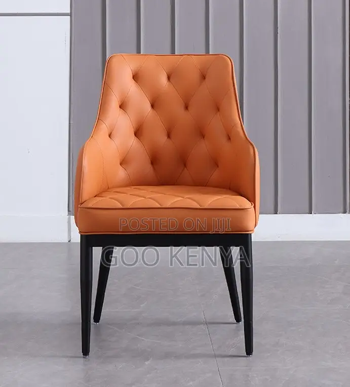Home Chair; Leather Dining Chair With Heavy Cushion For Dining Spaces