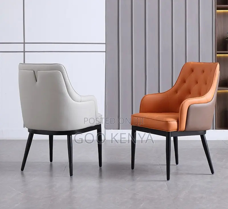 Home Chair; Leather Dining Chair With Heavy Cushion For Dining Spaces