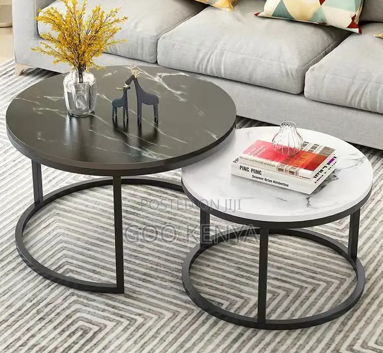 Home Table Set;Durable Marble Top Round Nesting Tables For Living Room