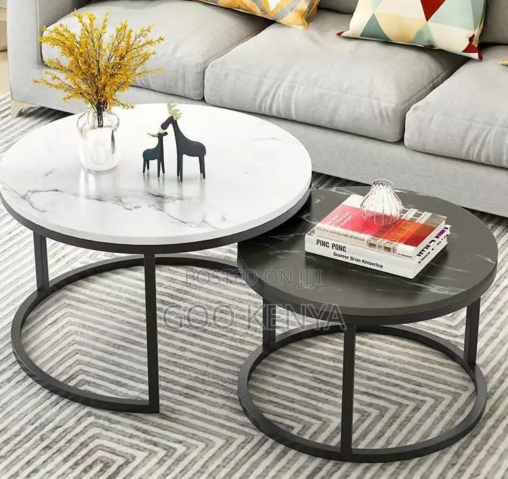 Home Table Set;Durable Marble Top Round Nesting Tables For Living Room
